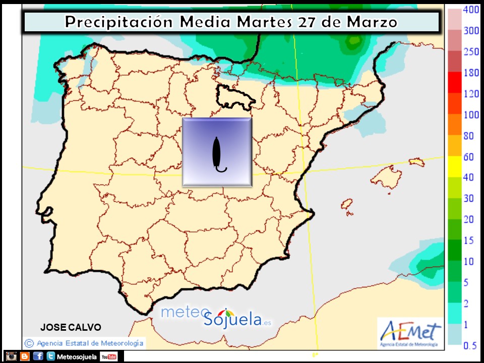 Mapa meteorologico de precipitacion de hoy en La Rioja. Meteosojuela