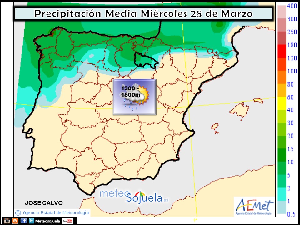 Mapa meteorologico de precipitacion de hoy en La Rioja. Meteosojuela
