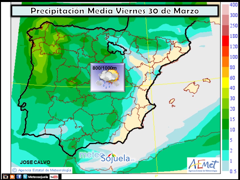Mapa meteorologico de precipitacion de hoy en La Rioja. Meteosojuela