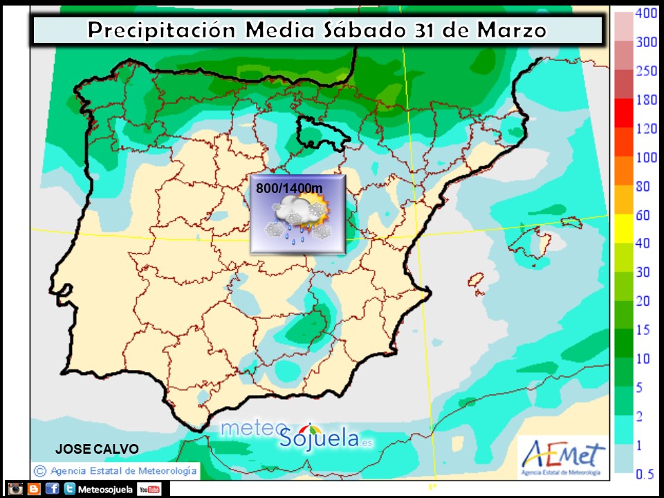Mapa meteorologico de precipitacion de hoy en La Rioja. Meteosojuela