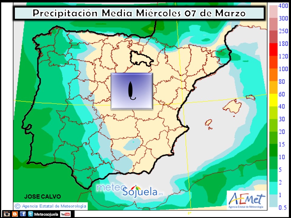Mapa meteorologico de precipitacion de hoy en La Rioja. Meteosojuela