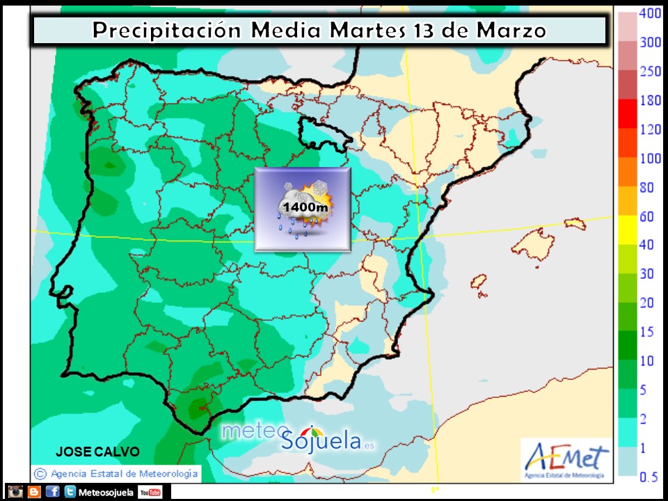 Mapa meteorologico de precipitacion de hoy en La Rioja. Meteosojuela