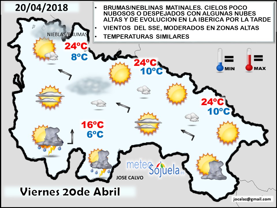 Mapa meteorologico significativo de hoy en La Rioja. Meteosojuela