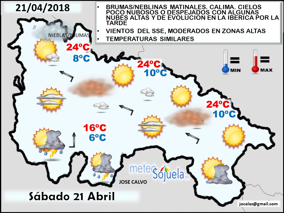 Mapa meteorologico significativo de hoy en La Rioja. Meteosojuela