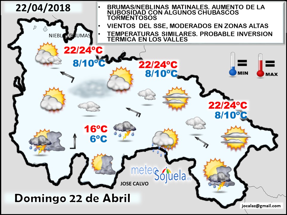 Mapa meteorologico significativo de hoy en La Rioja. Meteosojuela
