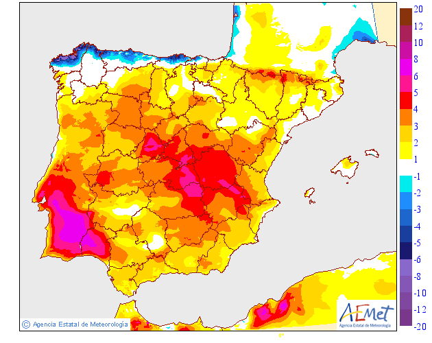 Temperaturas máximas. AEMET.Meteosojuela