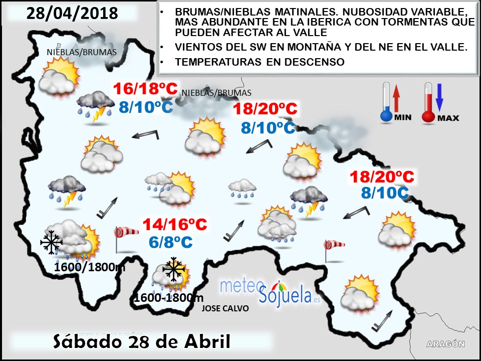Mapa meteorologico significativo de hoy en La Rioja. Meteosojuela