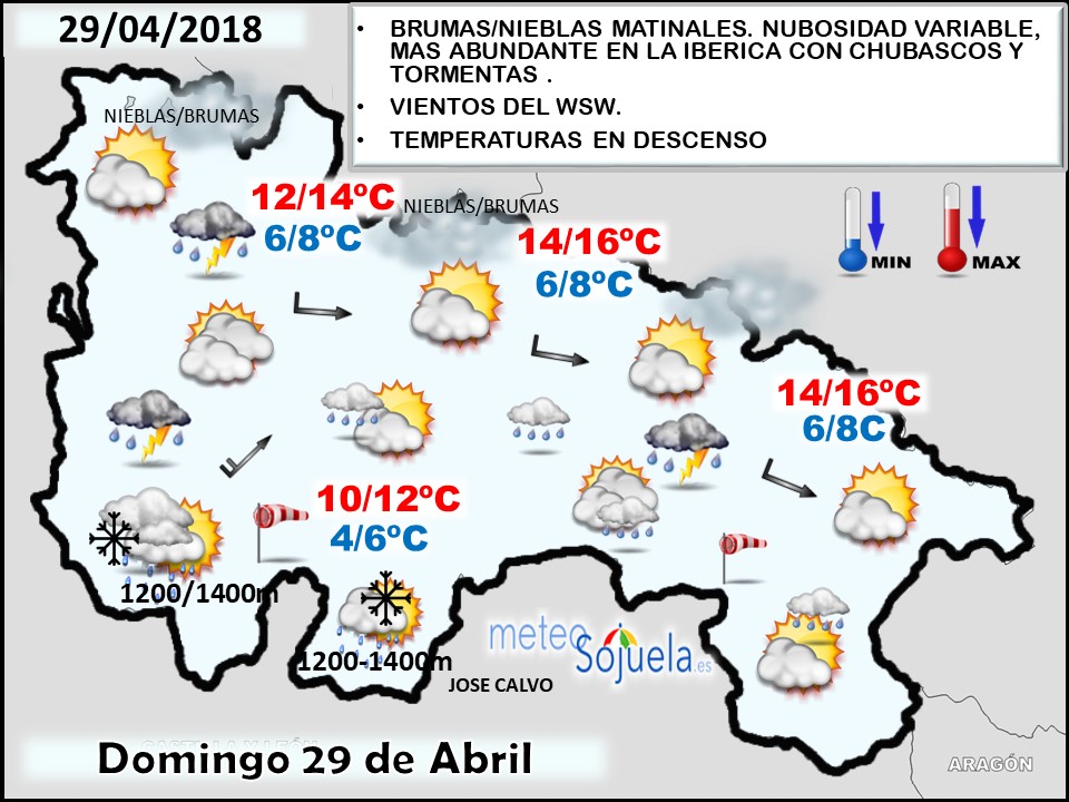 Mapa meteorologico significativo de hoy en La Rioja. Meteosojuela