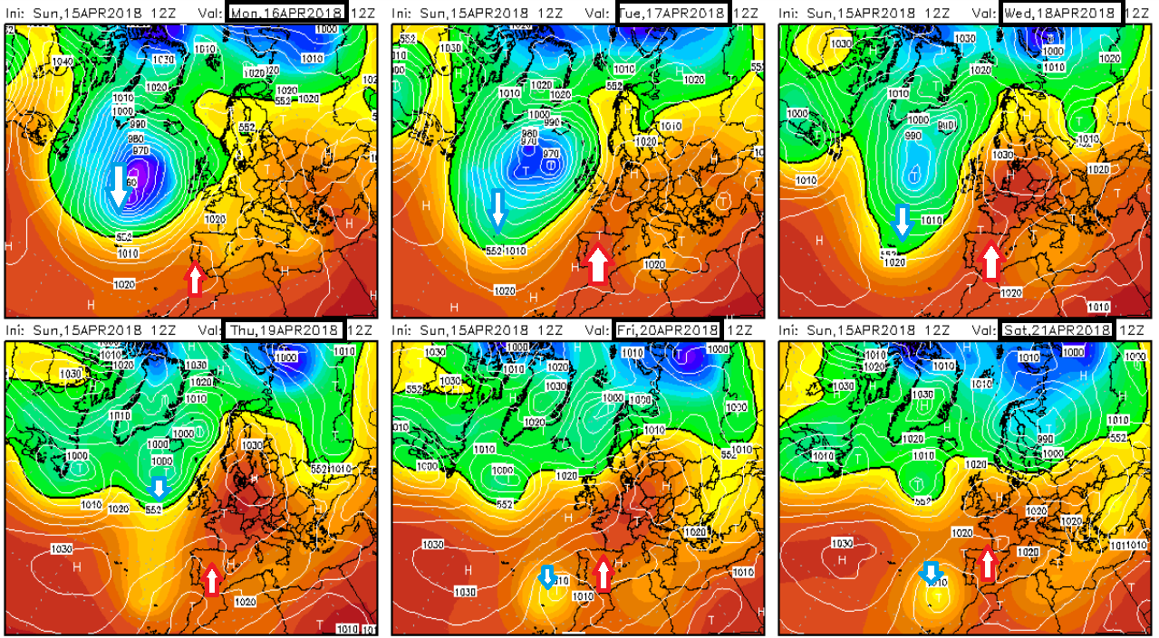 Anomalías de Geopotencial a 500hPa. Meteosojuela