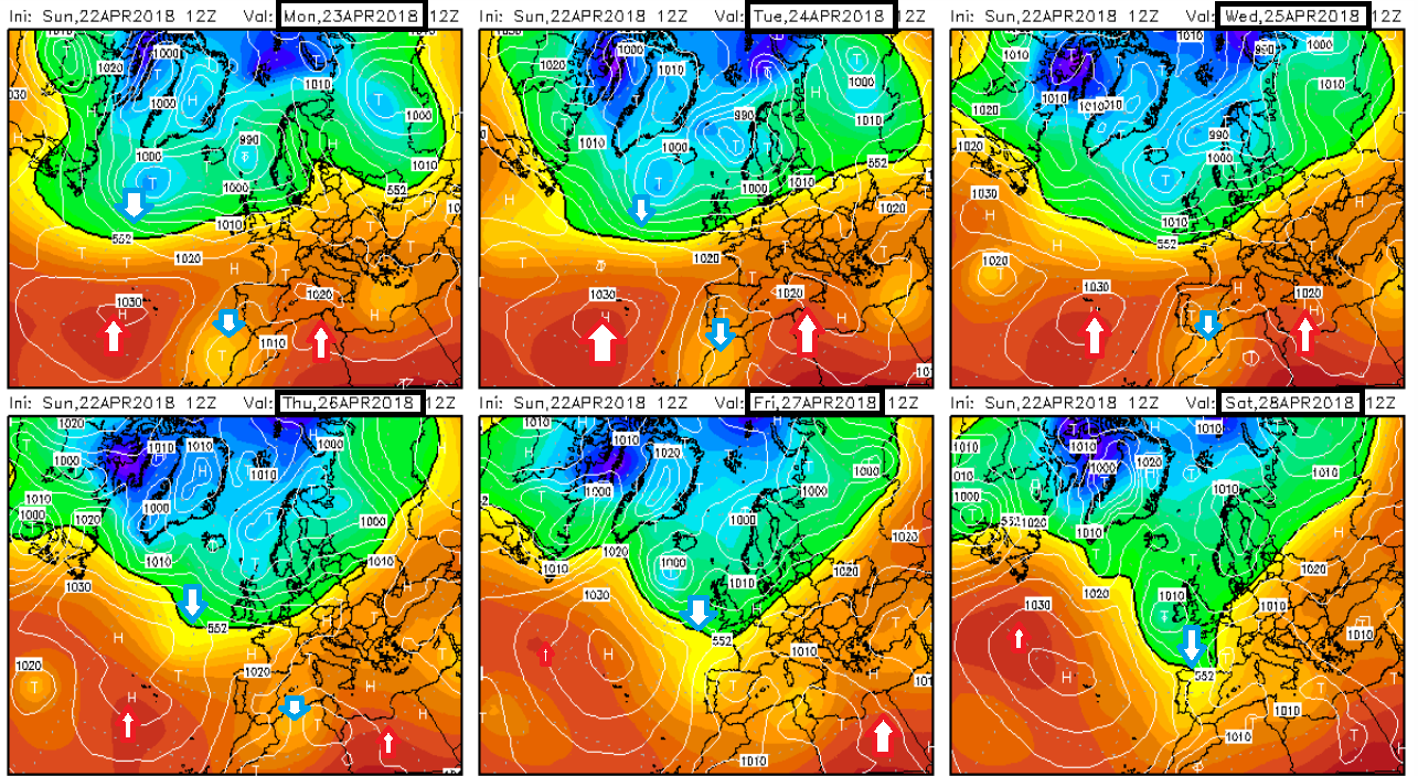 Anomalías de Geopotencial a 500hPa. Meteosojuela
