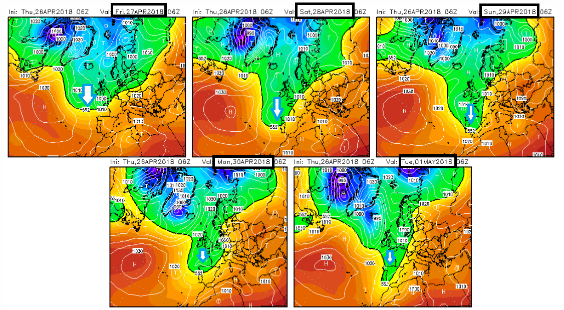 Modelos de altura Geopotencial a 500hPa. Meteosojuela