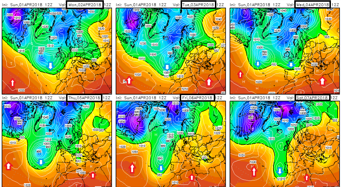 Anomalías de Geopotencial a 500hPa. Meteosojuela