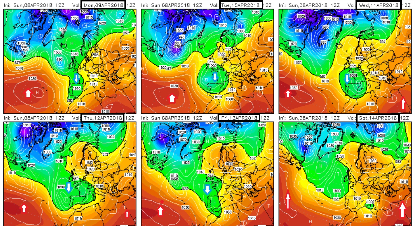 Anomalías de Geopotencial a 500hPa. Meteosojuela