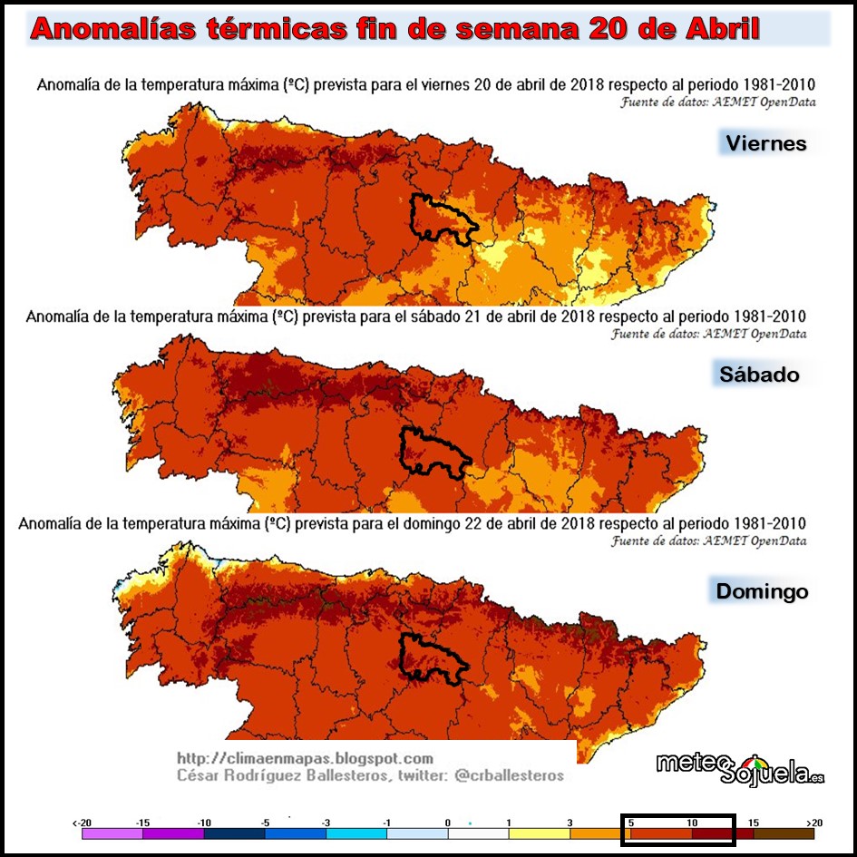 Anomalías térmicas temperaturas máximas. Meteosojuela