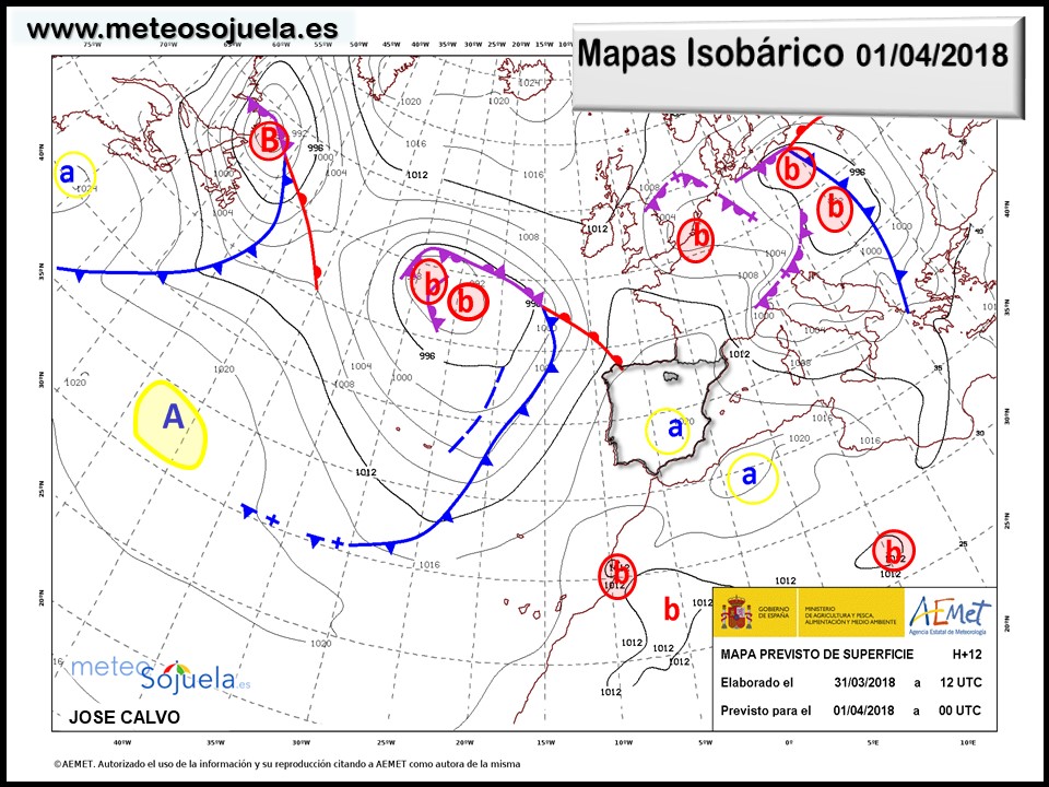 Mapa meteorologico isobárico de hoy en La Rioja. Meteosojuela