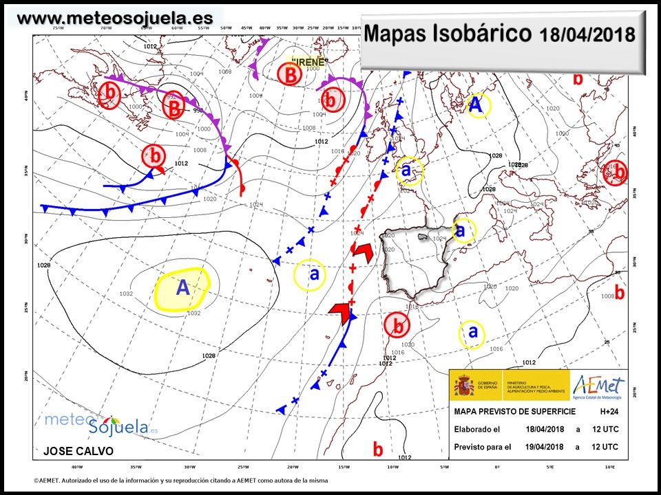 Mapa meteorologico isobárico de hoy en La Rioja. Meteosojuela