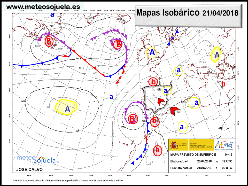 Mapa meteorologico isobárico de hoy en La Rioja. Meteosojuela