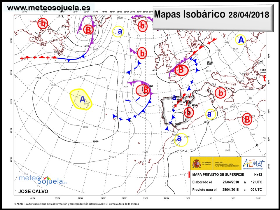 Mapa meteorologico isobárico de hoy en La Rioja. Meteosojuela