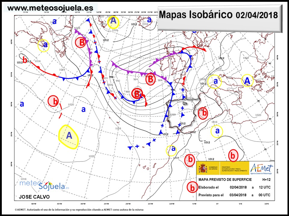 Mapa meteorologico isobárico de hoy en La Rioja. Meteosojuela