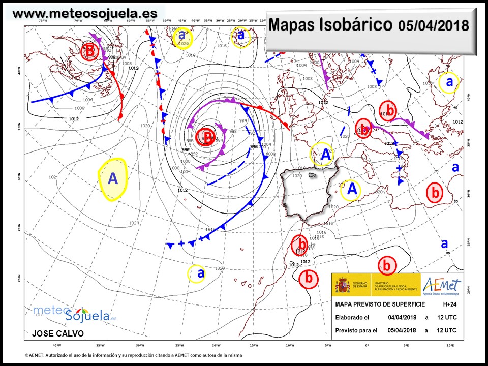 Mapa meteorologico isobárico de hoy en La Rioja. Meteosojuela