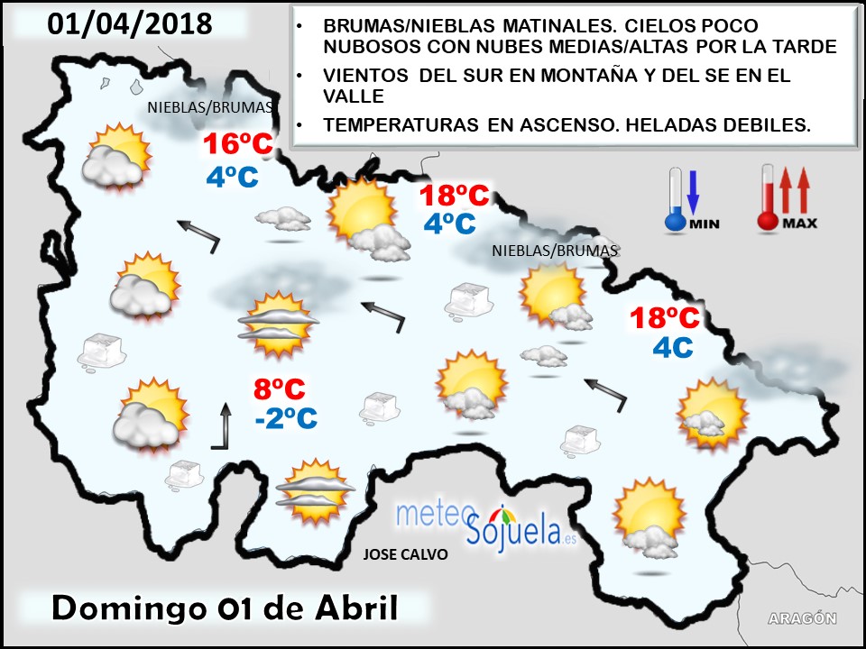 Mapa meteorologico significativo de hoy en La Rioja. Meteosojuela