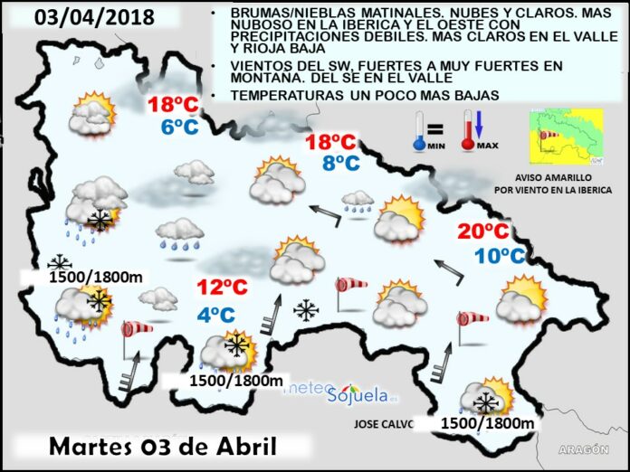 Mapa meteorologico significativo de hoy en La Rioja. Meteosojuela Mapa meteorologico significativo de hoy en La Rioja. Meteosojuela