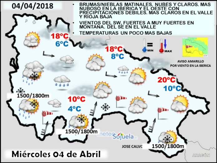Mapa meteorologico significativo de hoy en La Rioja. Meteosojuela