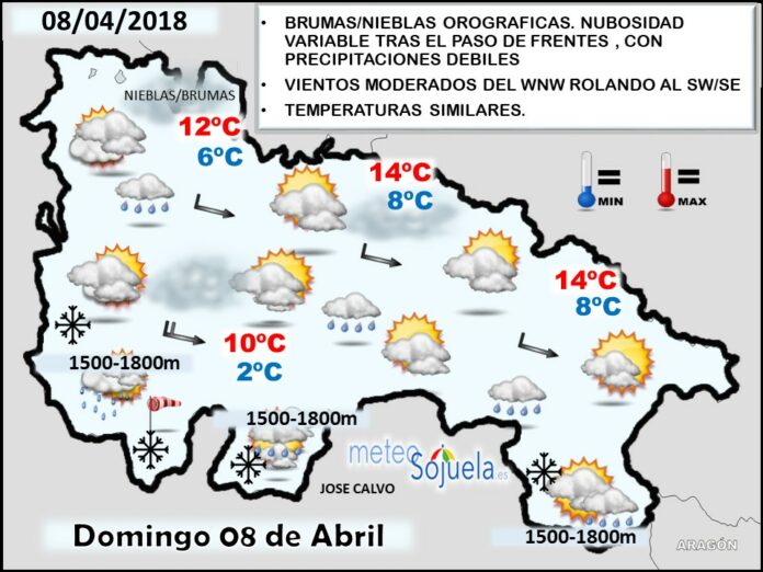 Mapa meteorologico significativo de hoy en La Rioja. Meteosojuela