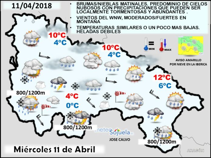 Mapa meteorologico significativo de hoy en La Rioja. Meteosojuela Mapa meteorologico significativo de hoy en La Rioja. Meteosojuela