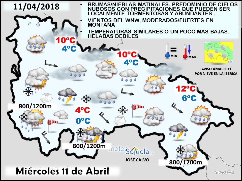 Mapa meteorologico significativo de hoy en La Rioja. Meteosojuela