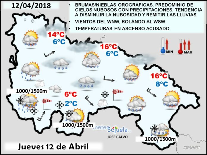 Mapa meteorologico significativo de hoy en La Rioja. Meteosojuela Mapa meteorologico significativo de hoy en La Rioja. Meteosojuela