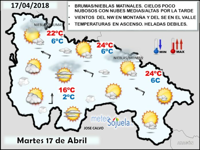 Mapa meteorologico significativo de hoy en La Rioja. Meteosojuela Mapa meteorologico significativo de hoy en La Rioja. Meteosojuela