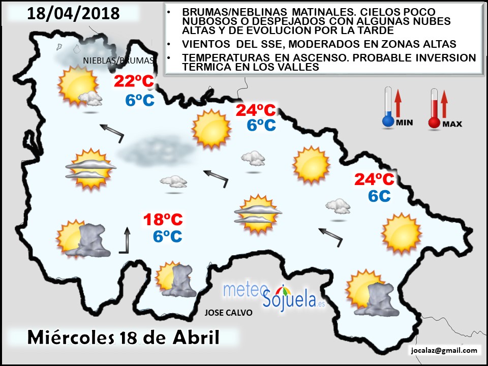Mapa meteorologico significativo de hoy en La Rioja. Meteosojuela