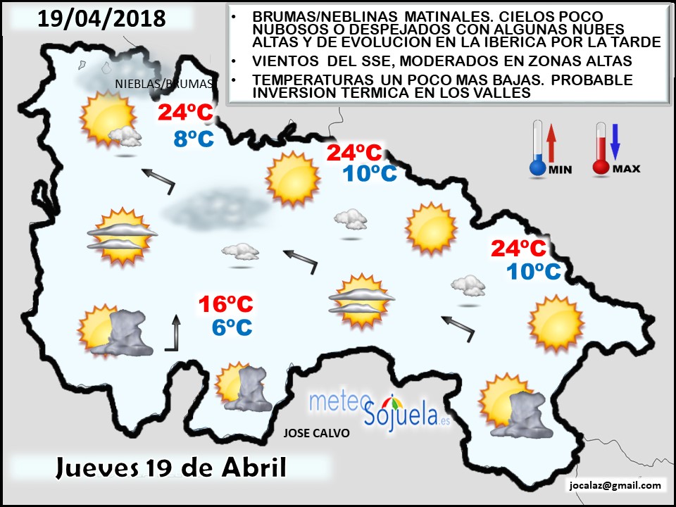 Mapa meteorologico significativo de hoy en La Rioja. Meteosojuela
