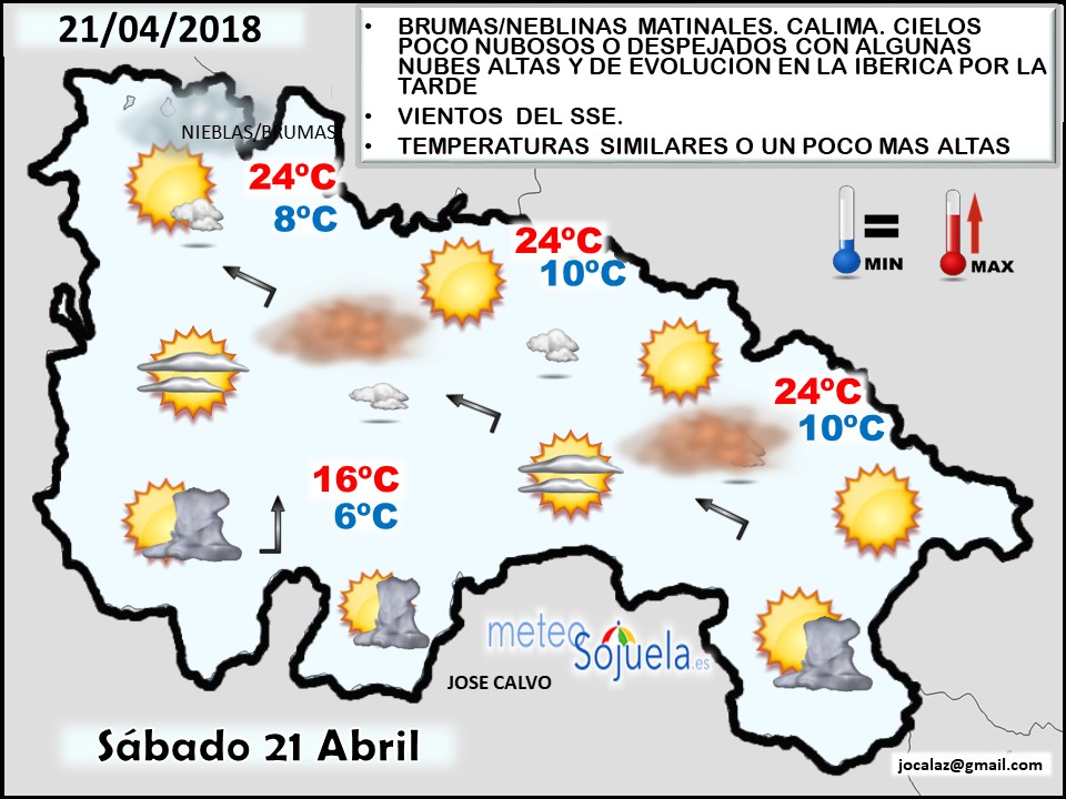 Mapa meteorologico significativo de hoy en La Rioja. Meteosojuela
