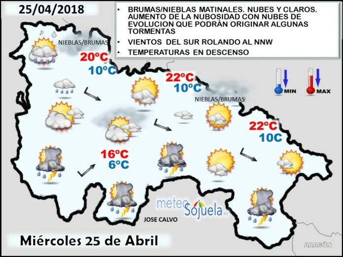 Mapa meteorologico significativo de hoy en La Rioja. Meteosojuela