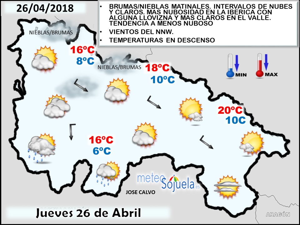 Mapa meteorologico significativo de hoy en La Rioja. Meteosojuela