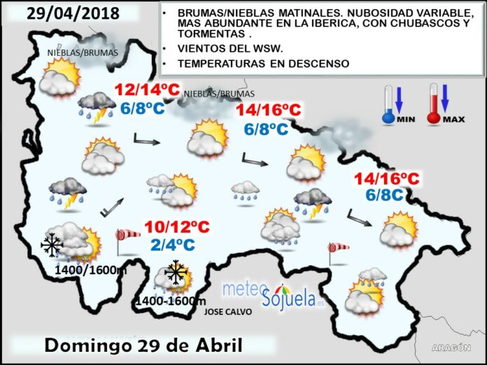 Mapa meteorologico significativo de hoy en La Rioja. Meteosojuela