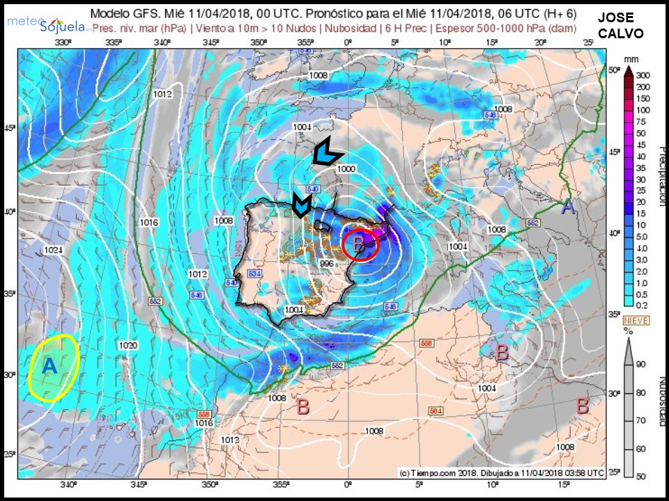 Mapa meteorologico isobárico de hoy en La Rioja. Meteosojuela