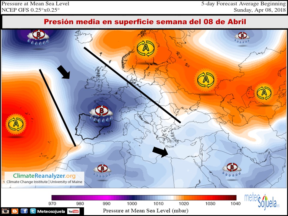 Mapa de presión media en superficie. Meteosojuela