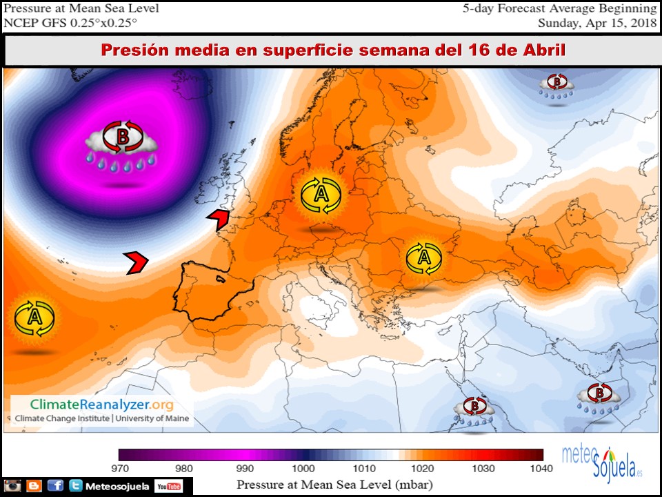 Mapa de presión media en superficie. Meteosojuela