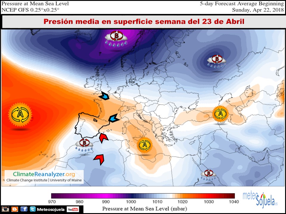 Mapa de presión media en superficie. Meteosojuela