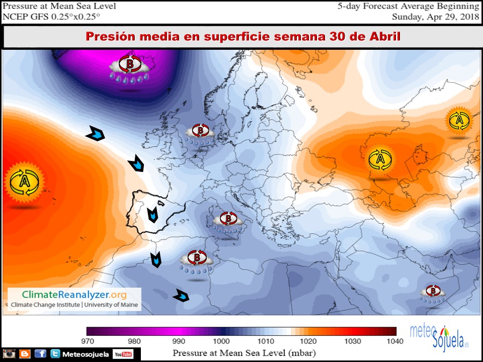 Mapa de presión media en superficie. Meteosojuela