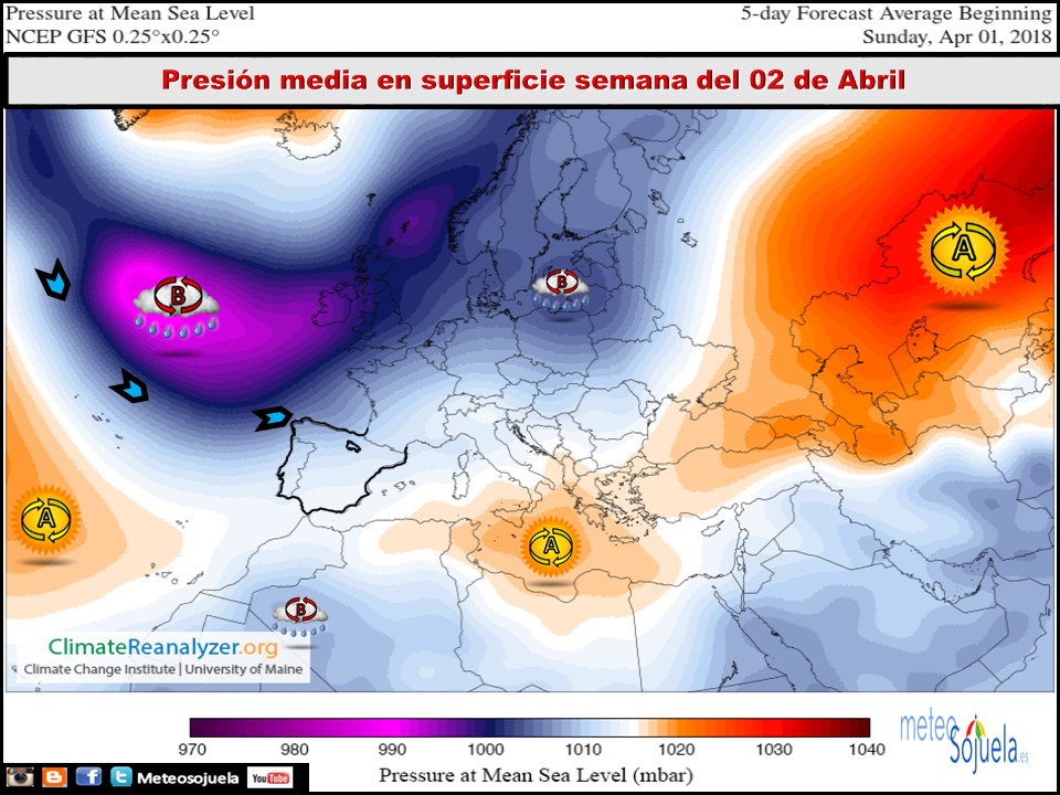 Mapa de presión media en superficie. Meteosojuela
