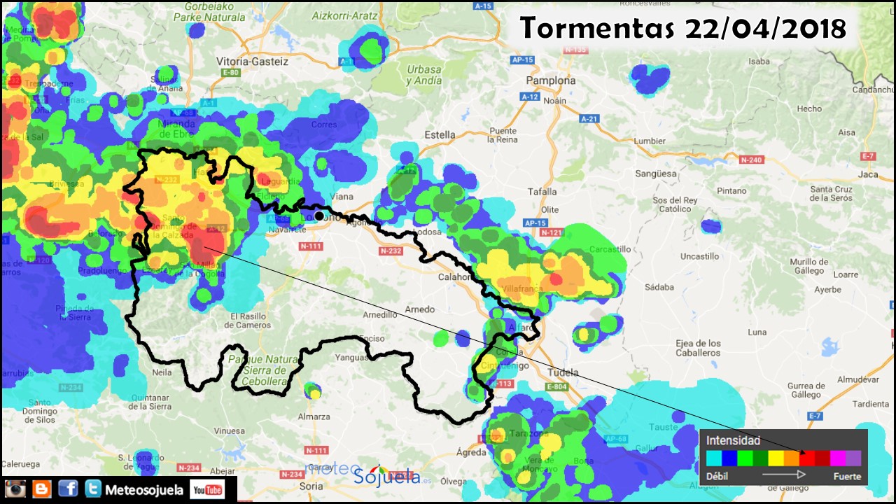 Imágen del radar. Tormentas. Meteosojuela