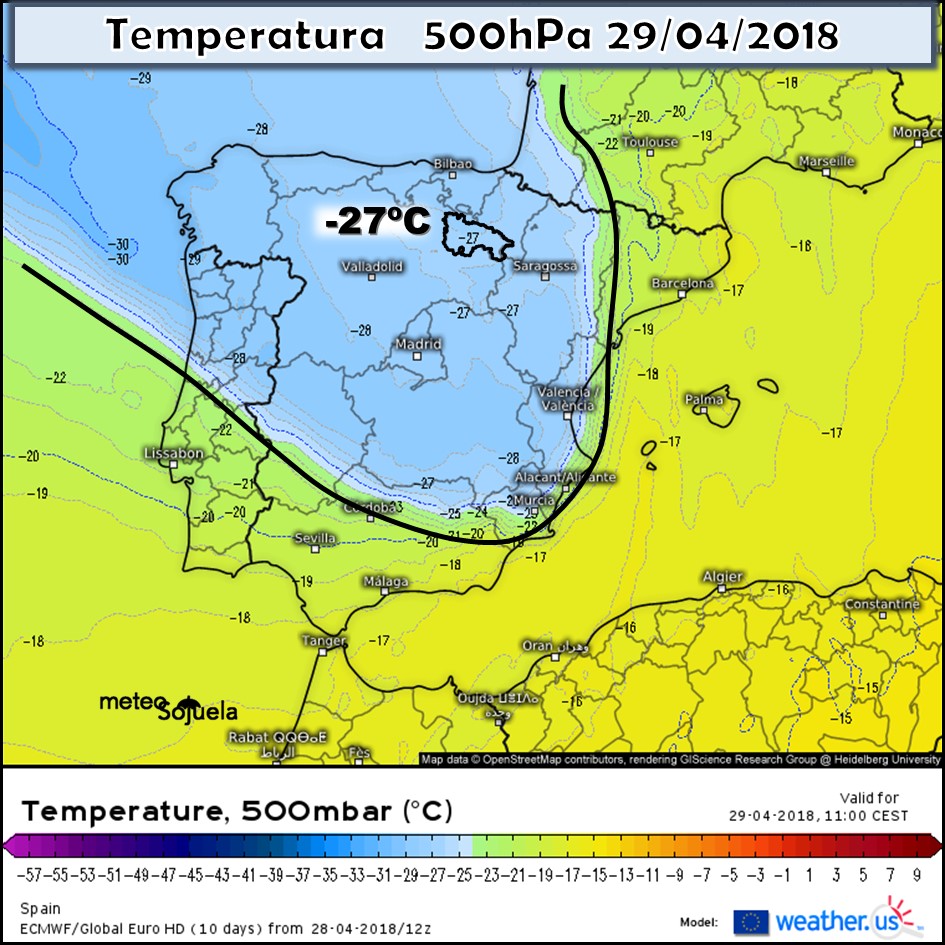 Mapa meteorologico significativo de hoy en La Rioja. Meteosojuela