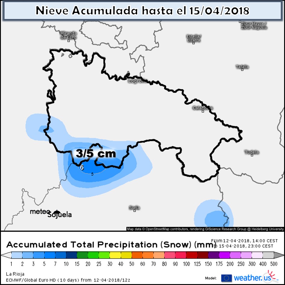 Modelo de precipitacion de nieve acumulada. Meteosojuela