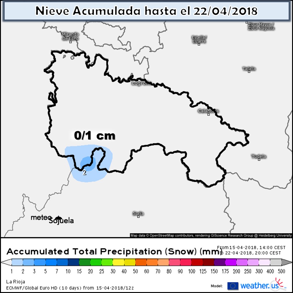Modelo de precipitacion de nieve acumulada. Meteosojuela