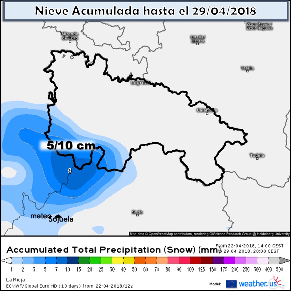 Modelo de precipitacion de nieve acumulada. Meteosojuela