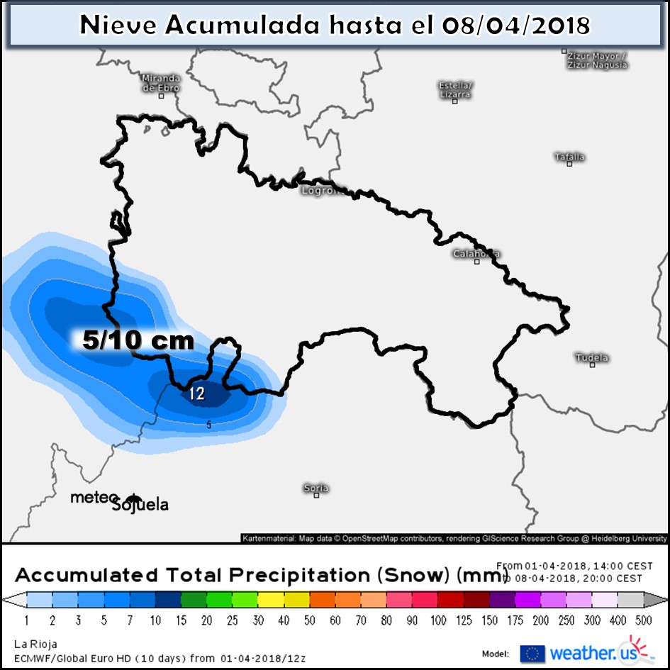 Modelo de precipitacion de nieve acumulada. Meteosojuela
